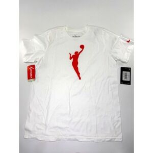 Nike Dri-Fit WNBA Logowoman T-shirt Size Large 14/16 White Orange